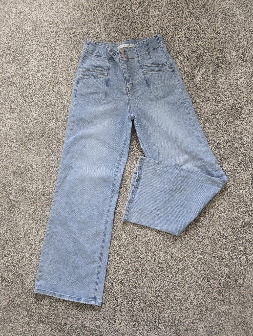 Altar'd State High Rise Wide Leg Double Button Jeans Light Wash Waist Size 28